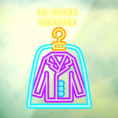 Dry Cleaners Faux Neon 24-uurs Service Front Raamsticker (Vel 3)