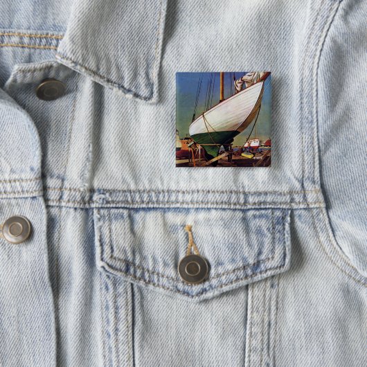 Dry Dock van John Atherton Vierkante Button 5,1 Cm (In situ)