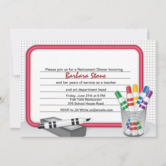 Dry Erase Board Retirement Uitnodiging (Voorkant)