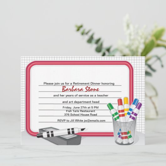 Dry Erase Board Retirement Uitnodiging (Staand voorkant)