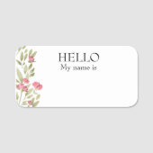 Dry Erase herbruikbaar Hallo Floral Flowers Naamplaatje (Voorkant)