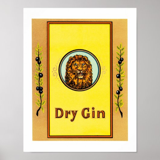 Dry Gin Lion Poster (Voorkant)