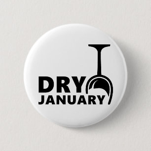 Dry Januari, één maand groene alcohol de drinken Ronde Button 5,7 Cm