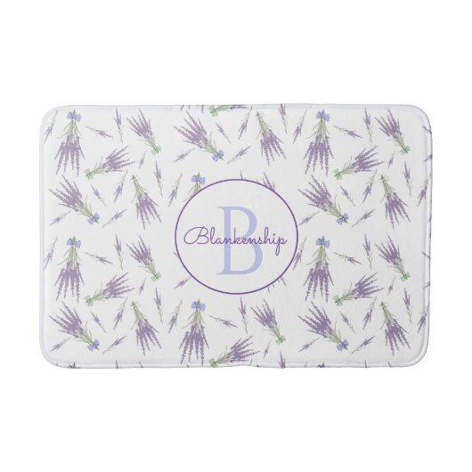 Dry Lavender Flower Bundles Monogram Badmat (Voorkant)