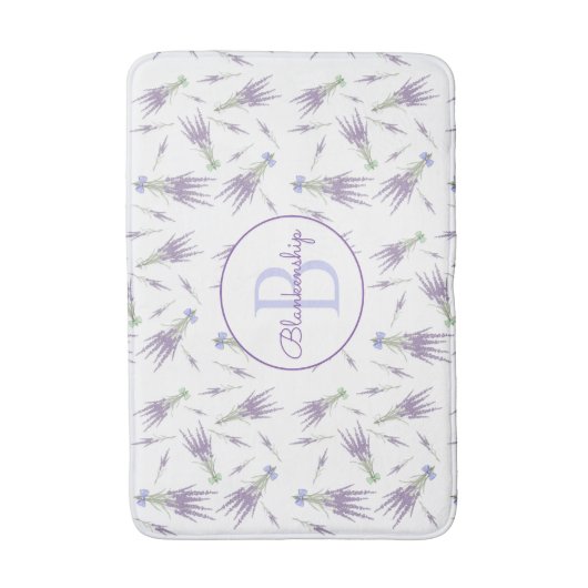 Dry Lavender Flower Bundles Monogram Badmat (Voorkant Verticaal)