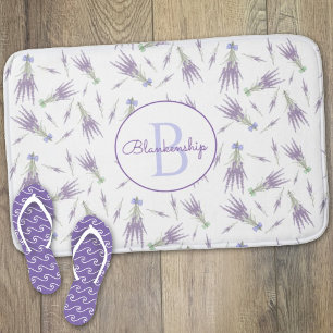 Dry Lavender Flower Bundles Monogram Badmat