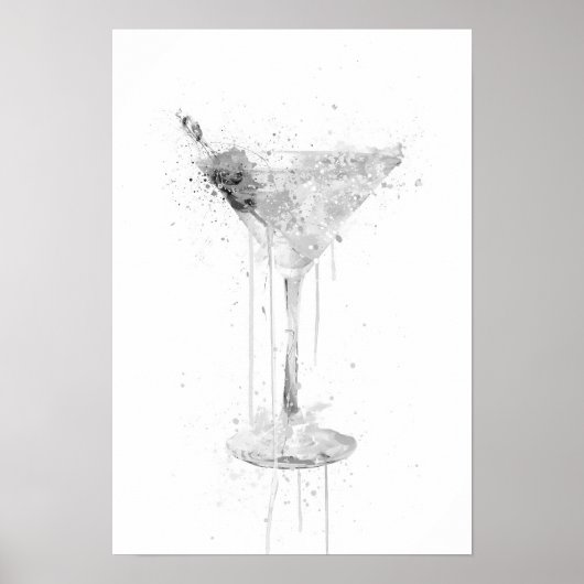 Dry Martini Cocktail Wall Art Print (Grey Edition) (Voorkant)