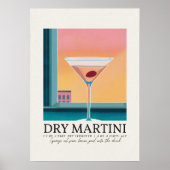 Dry Martini Pink Sunset Retro Art Poster (Voorkant)