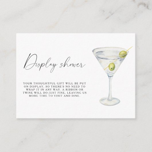 Dry Martini Vrijgezellenfeest Display douche Informatiekaartje (Voorkant)
