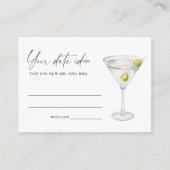 Dry Martini Vrijgezellenfeest Ideeën Datum potje Informatiekaartje (Voorkant)