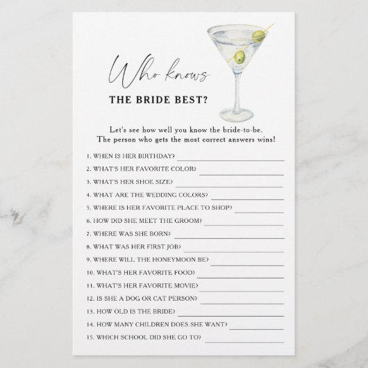 Dry Martini Wie kent de bruid het beste? (Voorkant)