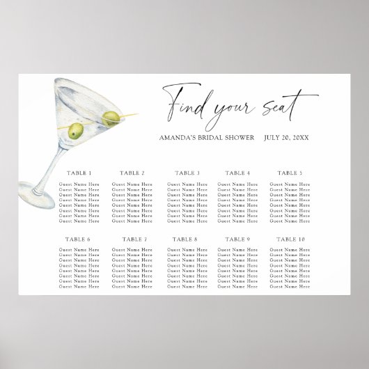 Dry Martinis Cocktail Trouwstoel kaart Poster (Voorkant)
