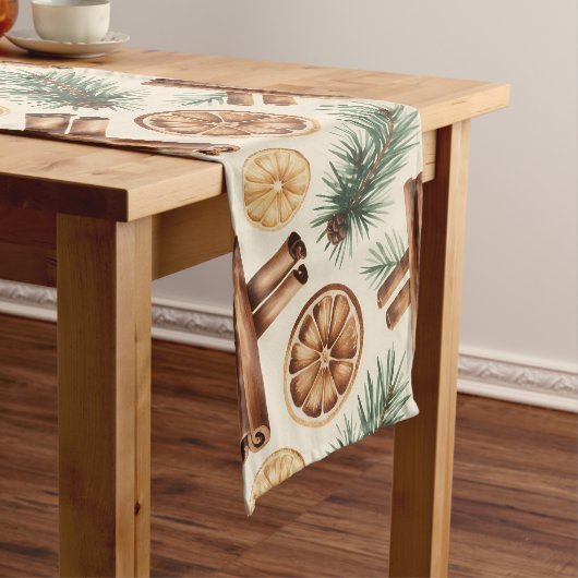 Dry Oranges Cinnamon Sticks Fir Branches Lange Tafelloper (Voorbeeld)