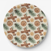 Dry Oranges Cinnamon Sticks Fir Branches Papieren Bordje (Voorkant)