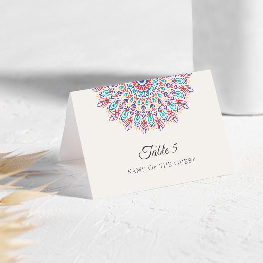 Dry Pampas Grass Mandala Wedding Place Card Kaart