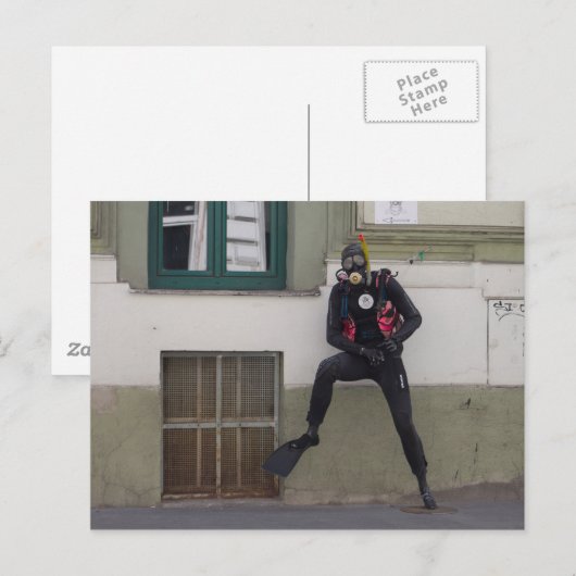 Dry Scuba Diver Briefkaart (Voorkant / Achterkant)