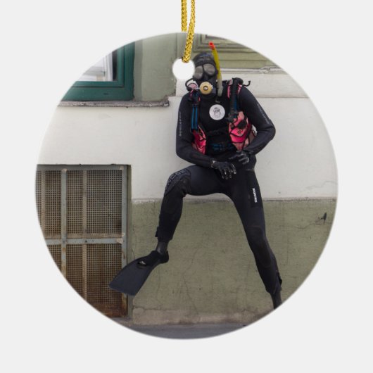 Dry Scuba Diver Keramisch Ornament (Voorkant)