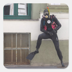 Dry Scuba Diver Vierkante Sticker