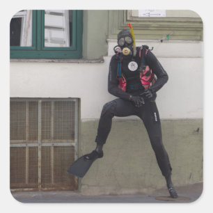 Dry Scuba Diver Vierkante Sticker