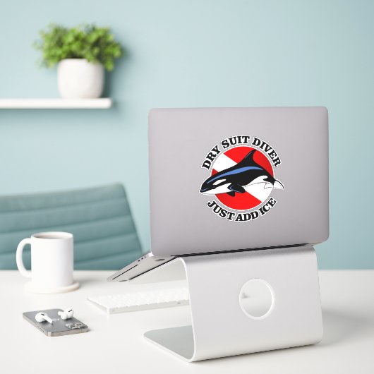 Dry Suit Diver (rd) Sticker (Laptop op bureau)