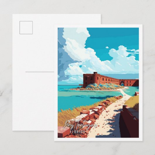 Dry Tortugas Florida vintage reisillustratie Briefkaart (Voorkant / Achterkant)