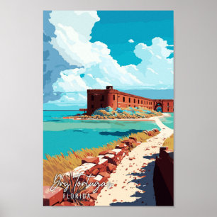 Dry Tortugas Florida vintage reisillustratie Poster