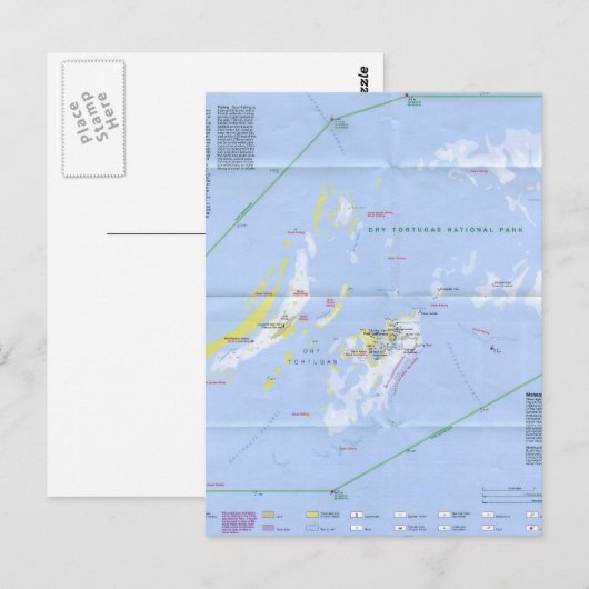 Dry Tortugas Map Briefkaart (Voorkant / Achterkant)