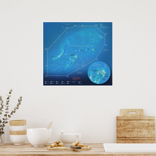 Dry Tortugas map poster (Keuken)