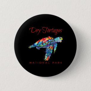 Dry Tortugas National Park Aquarel Zeeschildpad Ronde Button 5,7 Cm