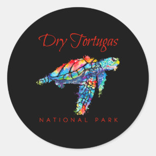 Dry Tortugas National Park Aquarel Zeeschildpad Ronde Sticker