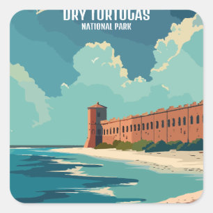 Dry Tortugas National Park Florida Vintage Reizen Vierkante Sticker