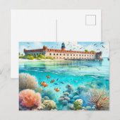 Dry Tortugas National Park Fort waterverf Briefkaart (Voorkant / Achterkant)