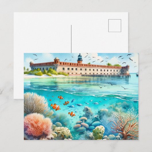 Dry Tortugas National Park Fort waterverf Briefkaart (Voorkant / Achterkant)