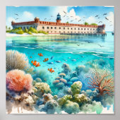 Dry Tortugas National Park Fort waterverf Poster (Voorkant)