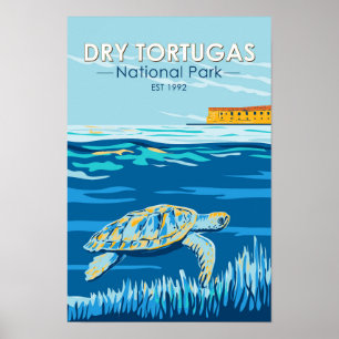 Dry Tortugas National Park Schildpad Vintage Poster