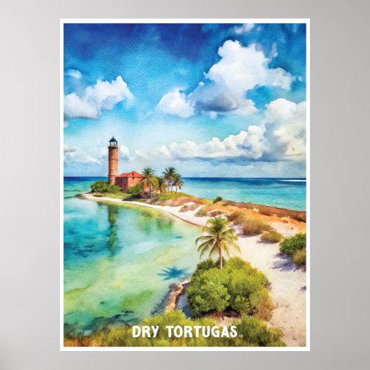 Dry Tortugas National Park Waterverf Schilderij Poster (Voorkant)