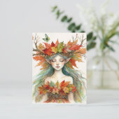 Dryad in Autumn Fairy-core Postcard Briefkaart (Staand voorkant)