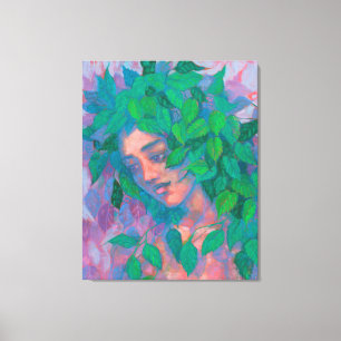 Dryad Tree Spirit Green laat surrogaat Fantastisch Canvas Afdruk