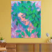 Dryad Tree Spirit Green laat surrogaat Fantastisch Canvas Afdruk (Insitu (Woonkamer))
