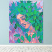 Dryad Tree Spirit Green laat surrogaat Fantastisch Canvas Afdruk (Insitu (Houten vloer))