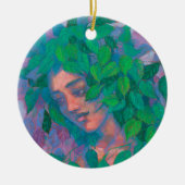 Dryad Tree Spirit Green laat surrogaat Fantastisch Keramisch Ornament (Voorkant)