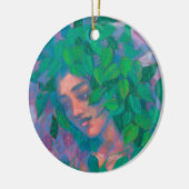 Dryad Tree Spirit Green laat surrogaat Fantastisch Keramisch Ornament (Links)