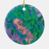 Dryad Tree Spirit Green laat surrogaat Fantastisch Keramisch Ornament (Achterkant)