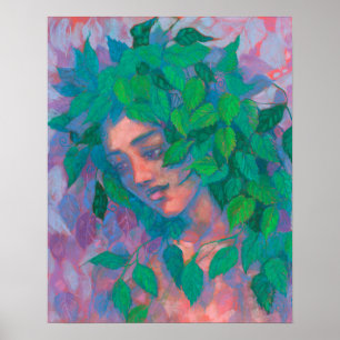 Dryad Tree Spirit Green laat surrogaat Fantastisch Poster