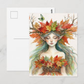 Dryade in Herfst Fairy-core Ansichtkaart Briefkaart (Voorkant / Achterkant)