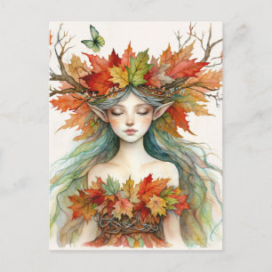 Dryade in Herfst Fairy-core Ansichtkaart Briefkaart