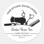 Dryer Scissor Comb Logo voor Hair Salon Barber Ronde Sticker (Voorkant)