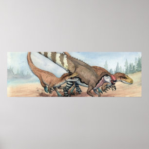 Dryptosaurus en Hadrosaurus Print