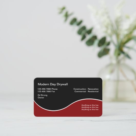 Drywall Contractor Moderne Visitekaartjes (Staand voorkant)