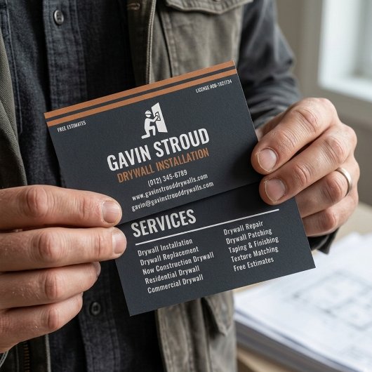 Drywall Installation Modern Charcoal & Copper Visitekaartje